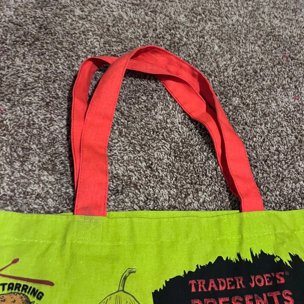 Trader Joes Pickle In A Jar Reusable Canvas Tote Bag Green Made in USA